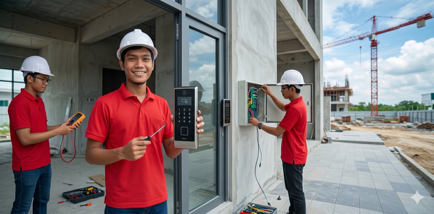 Pemasangan door access oleh tim Pakar CCTV
